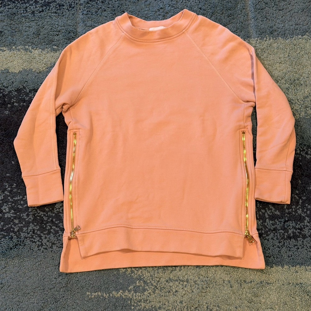 VARLEY Pink Blush Pullover Crewneck Sweatshirt Side Zip Women's XS Athleisure
